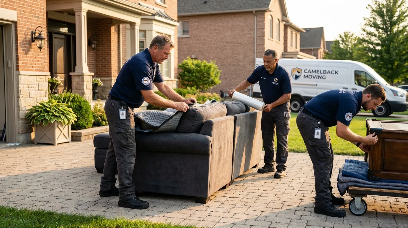 Large estate moving crew wrapping furniture in Enid, OK