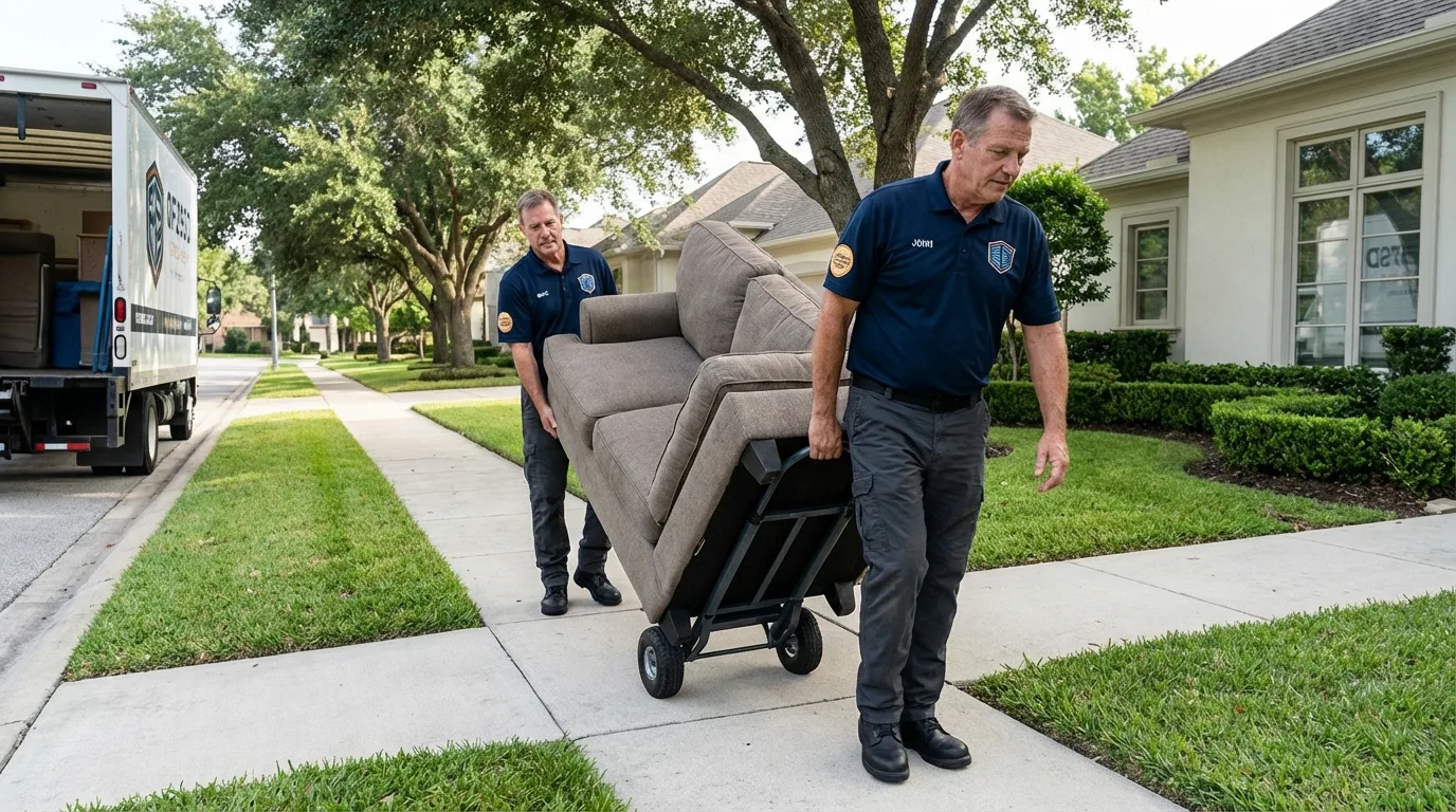 Local residential moving crew loading furniture in Enid, OK
